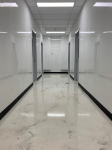 cleanroom hallway with Bio-Gard wall laminate