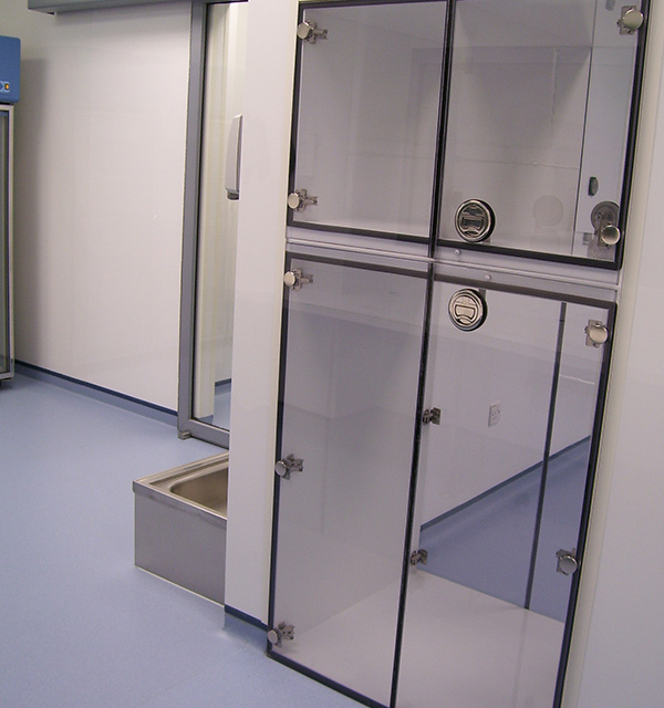 USP797 Cleanroom with a custom manufactured Material Pass Thru.