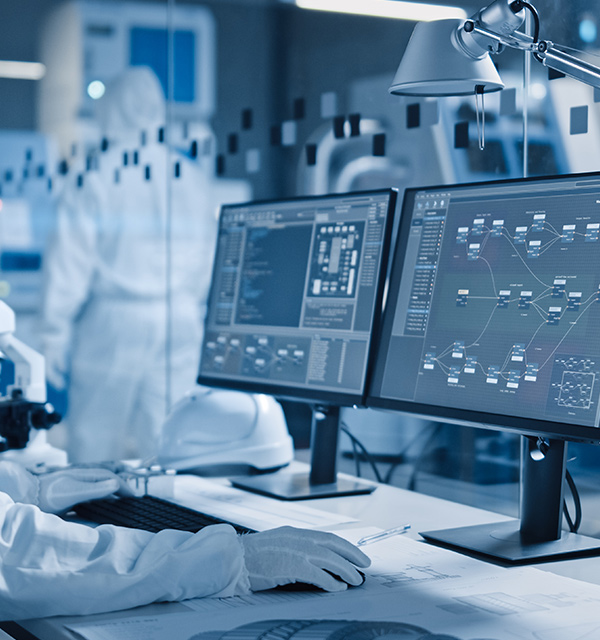 lab employee working at a computer