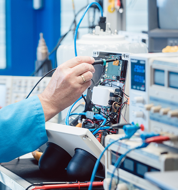 employee performs maintenance on a cleanroom